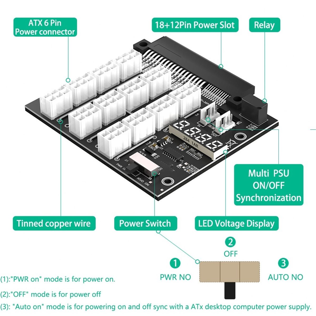 2400W Server Psu Breakout Board - Плата-разветвитель M05K с 12 портами PCIe