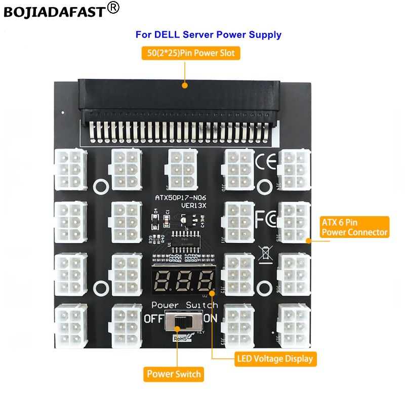 2400W Server Psu Breakout Board - Плата-адаптер (разветвитель) питания сервера с 17