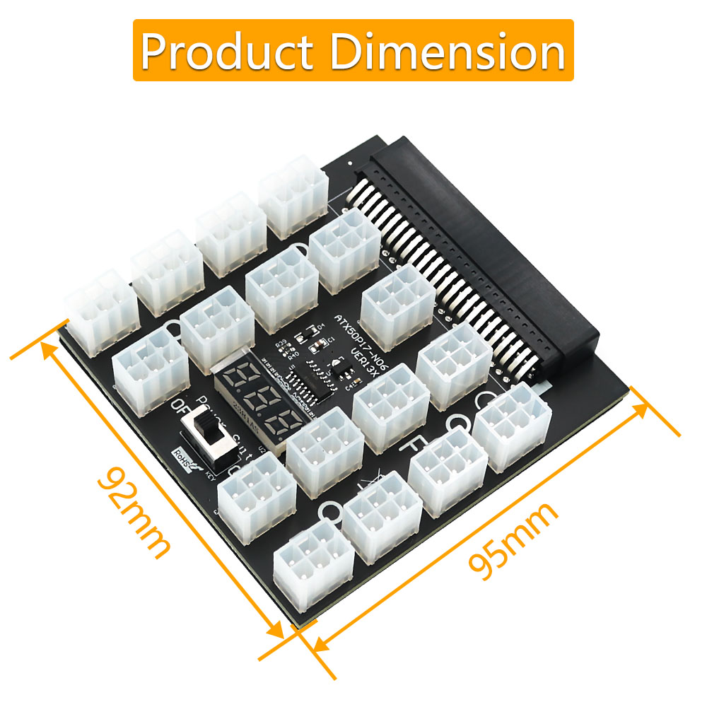 PCI-E 12В 50Pin до ATX 17 x 6P – обзор и цена 2400W Server Psu Breakout Board