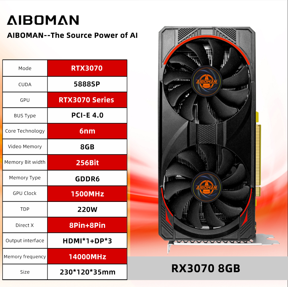 Компьютерные видеокарты AIBOMA – обзор и цена Rtx 3070 8Gb Graphics Card
