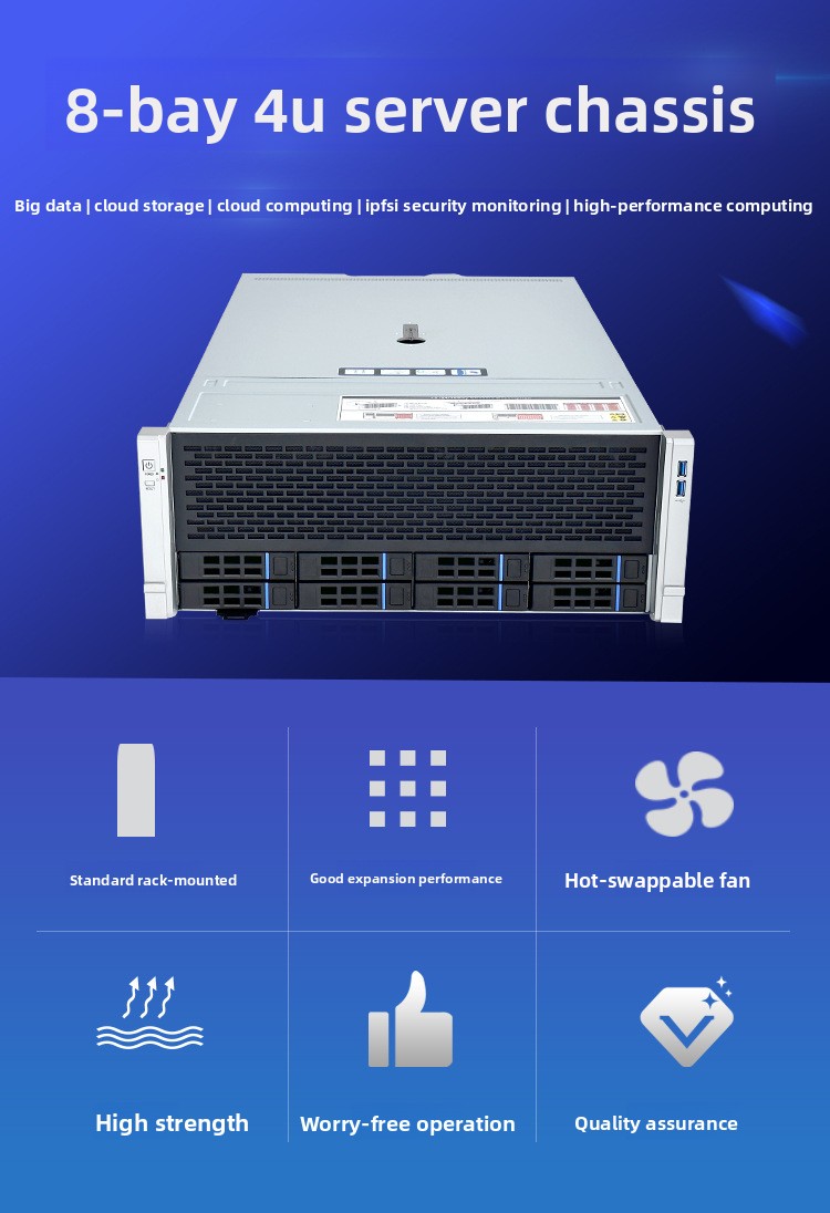 8-дисковый 4U стоечный сервер  – обзор и цена 8 Gpu 4U Server Chassis